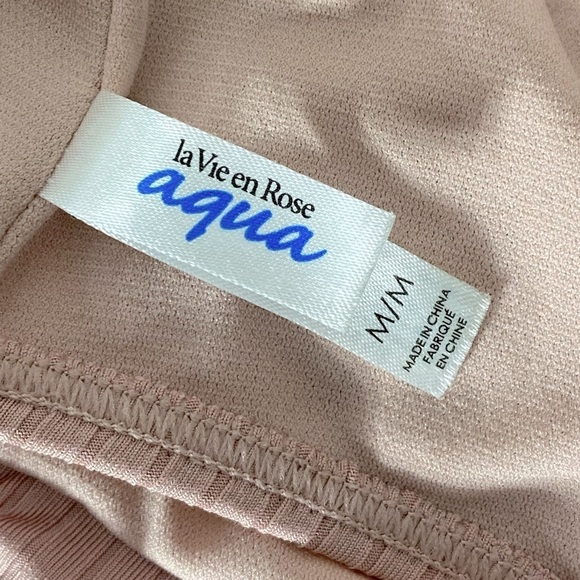 5/$25 La Vie En Rose Aqua Dusty Pink Ribbed Bikini Bottoms M - Picture 5 of 11